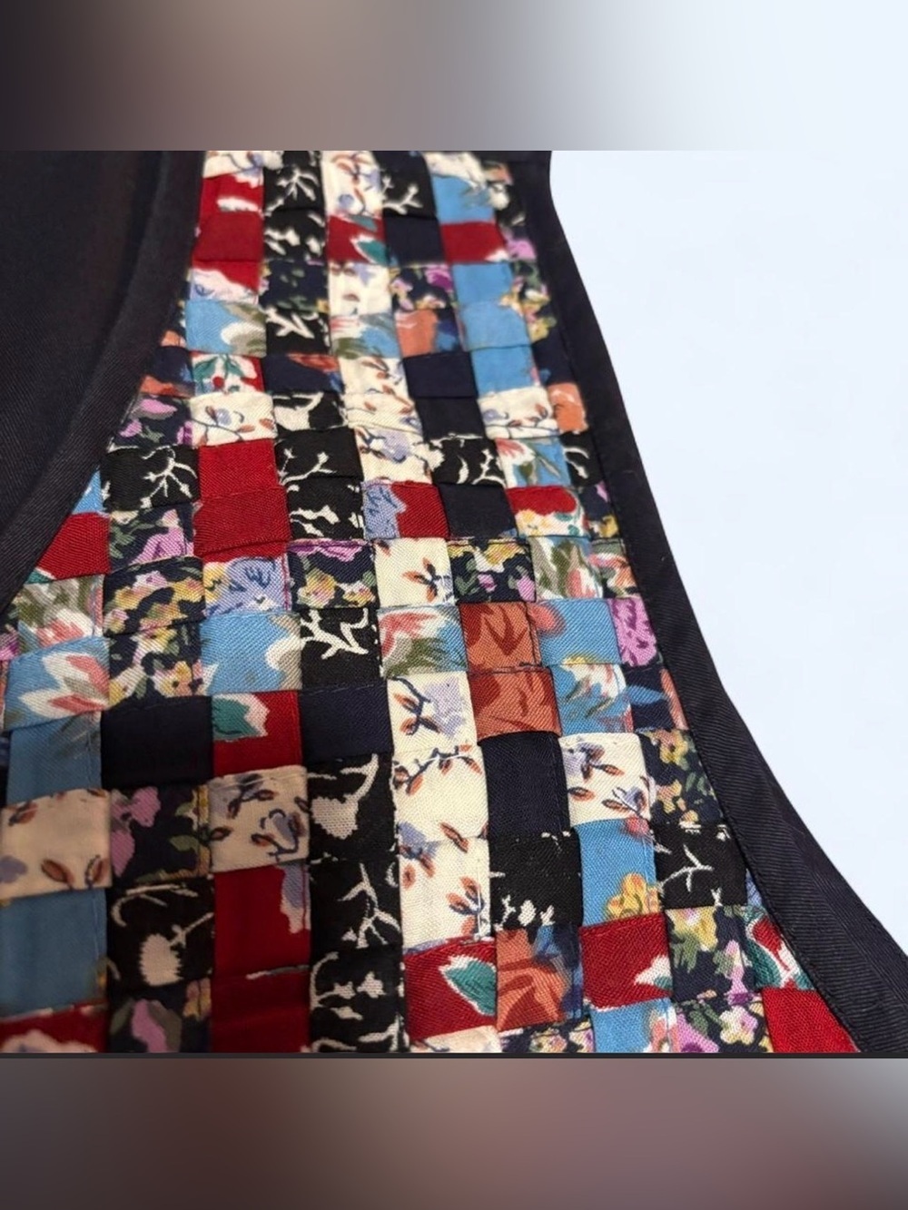 Vintage 90s Paul Harris Design Patchwork Quilted Vest Cottagecore Folk Art L - Picture 3 of 4